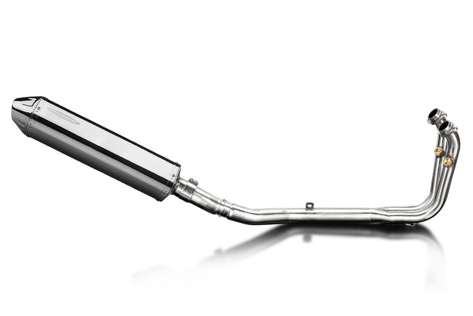 CFMOTO 450SR 2023-2025 Echappement Complet 2-1 Silencieux 420mm Tri-Ovale Inox