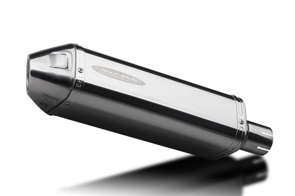 Delkevic Moto Silencieux 320mm Tri-Ovale Inox Avec Des Sangle