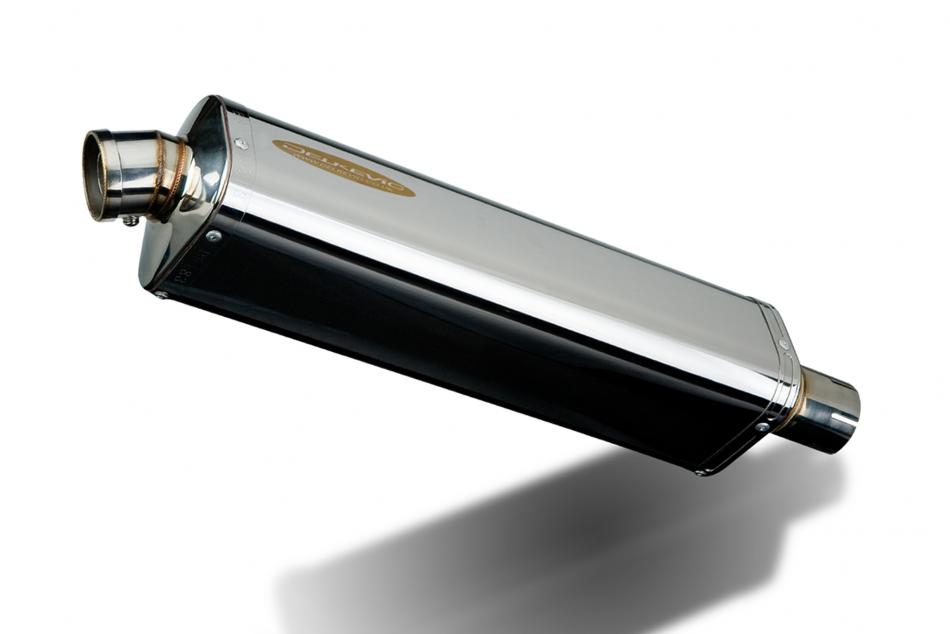 Delkevic Moto Silencieux 420mm Tri-Ovale Inox Avec Des Sangle