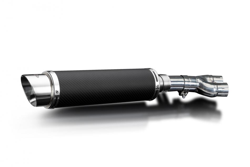 Honda NTV600 NTV650 Revere 88-89 Echappement KIT-Silencieux 350mm Rond Carbone